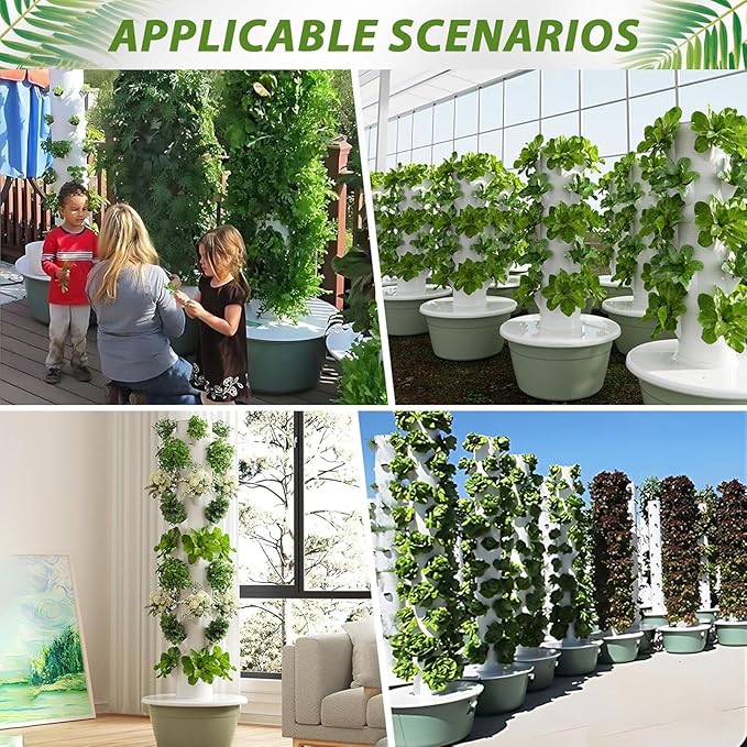 Hydroponics Growing System Kit 36 Plants Vertical Hydroponics Tower with Pump and Timer Planter Tower for Soilless Cultivation Herbs Fruits Vegetables for Gardening Lover 9Layer