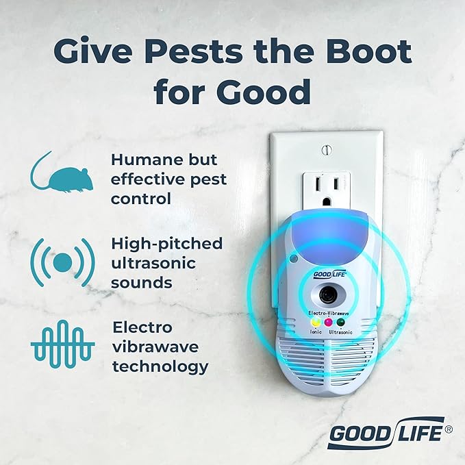Good Life Inc. Ultimate AT Ultrasonic Pest Repeller - Indoor Rodent and Bug Repellent Plug-in - Effective for Mice Rats Roaches Scorpions Insects - Utilizes Ultrasonic Sounds &amp Air Cleansing