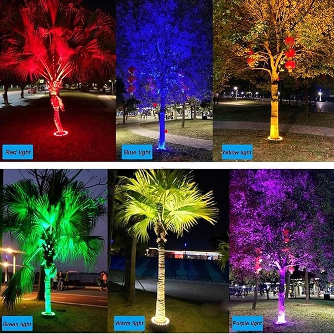 LED Ring Tree Hug Lamp 12W Surrounding LED Tree Spotlights IP65 Waterproof Ground Landscape Light 24V Ring Outdoor Corrugated Buried Lights Garden Lighting(Green7PCS(24V))