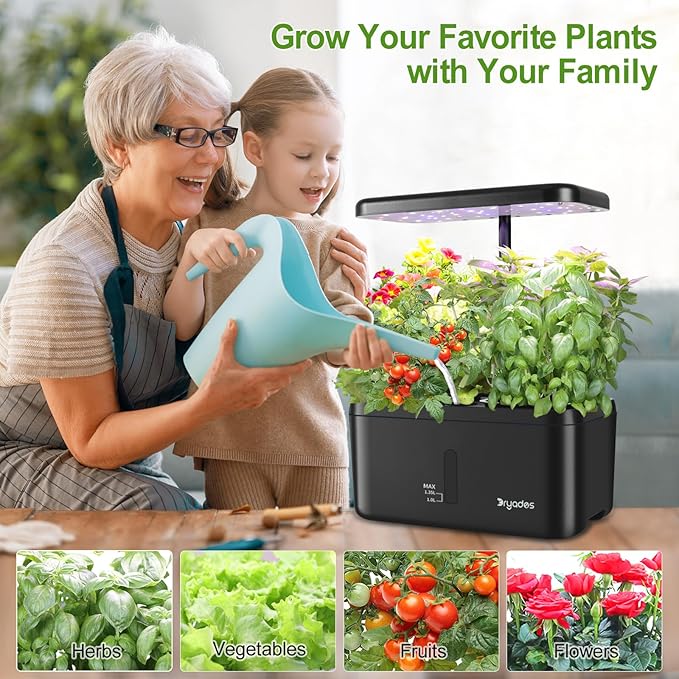 Indoor Garden System 19 Watt LED Growing Light Upgrade 2 Self-Watering Soil-Cultivated Growing Pots Gardening Gifts for Mom Plant Pot for Vegetables Herbs Tomato(No Seeds&ampSoil)