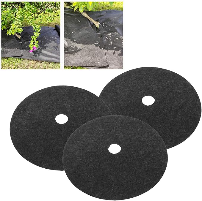 30Pcs Non Woven Weeding Cloth Round Tree Weed Barrier Mat Weeding Cloth Cover for Vegetable Orchard Courtyard Outdoor Grassland