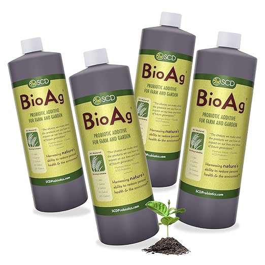 SCD BioAg – Organic Farm and Garden Soil Microbes Compost Starter with 12 Probiotic Strains Live Super Concentrate of Liquid Microorganisms Chemical-Free Soil Amendment 1 Liter (4 Pack)