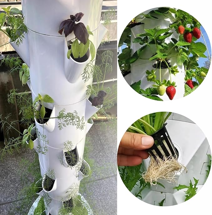 Hydroponics Growing Tower System with Plant Climbing Frame Plant Vertical Planter Germination Kit Indoor Smart Garden Vegetable Plant Kit for Gardening Lover 7Layer