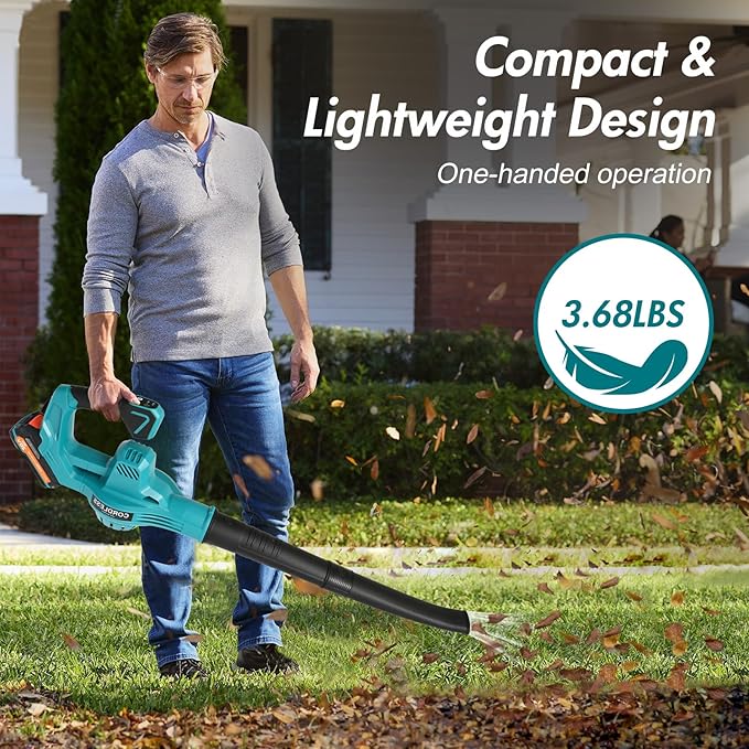 Leaf Blower Cordless 160 MPH Battery Powered Leaf Blower Electric Leaf Blowers with 2.0 Ah Batteries and Charger &amp 2 Speed Modes Blowers for Lawn Care Yard Blowing Leaves Dust Snow