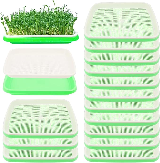 20 Pack 12.6 x 10 x 1.8 inch Microgreens Growing Trays BPA-Free Sprouting Trays Germination Tray for Beans Wheatgrass &amp Microgreens Home Kitchen &amp Garden