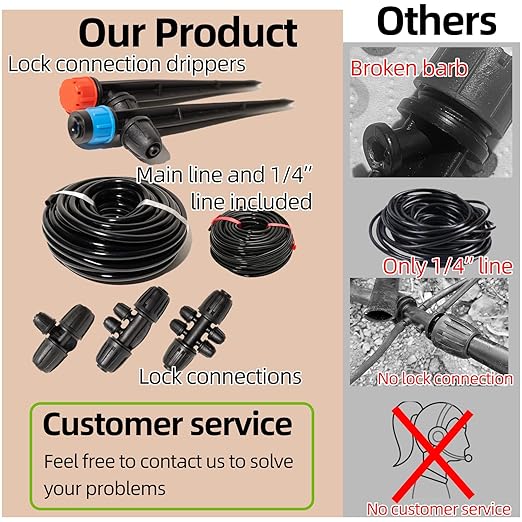 233FT Drip Irrigation System for Garden Kit with 1/2 Inch and 1/4 Inch Tubing Automatic Irrigation Equipment Locked Fittings Micro Drip 360 Degree Fan Sprayer Watering Kit for Greenhouse