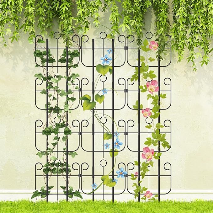 Garden Trellis for Climbing Plants Outdoor Rustproof Heavy Duty Plant Climber Support for Flowers Vine Cucumbers Expandable Height &amp Width No Dig Decorative Garden Fence Panels