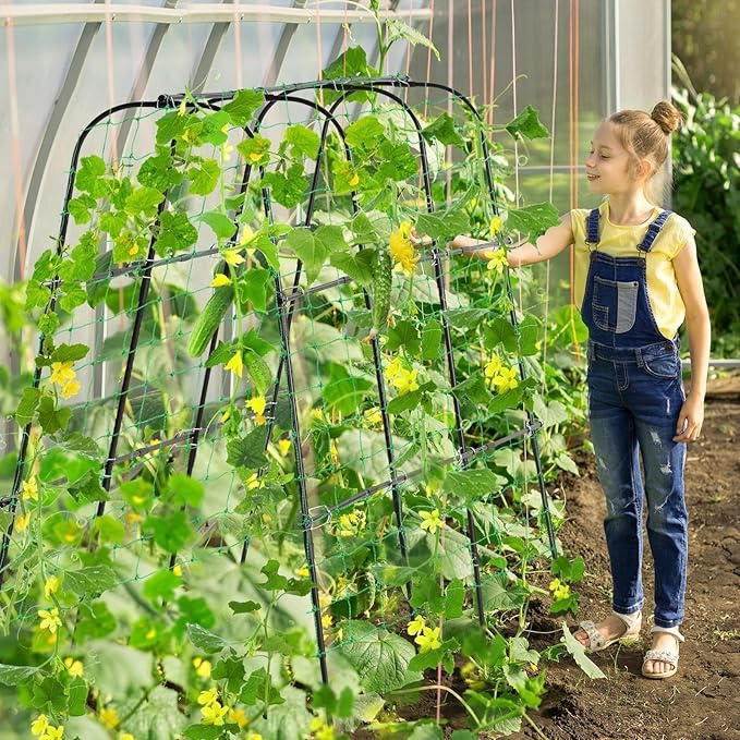 Garden Cucumber Trellis for Climbing Plants Outdoor 65 x 48 inch U-Shaped Garden Arch Trellis Pea Tomato Cucumber for Raised Bed 120x160-BLK