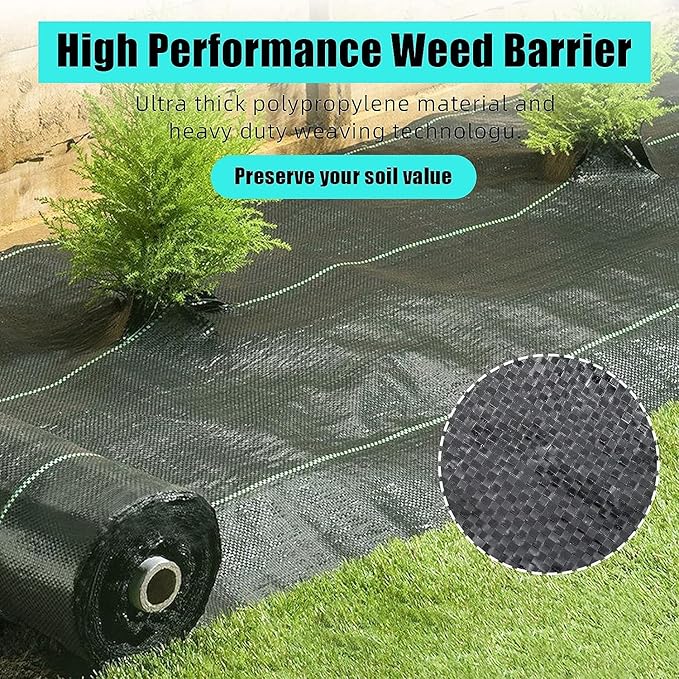 6.5ft x 330ft Weed Barrier Landscape Fabric Heavy Duty Premium 3.2oz Ground Cover Weed Block Gardening Mat Easy Setup &amp Superior Weed Control