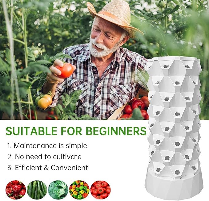 64 Pots Hydroponics Tower Growing System with Water Pump Planter Towers Hydroponic Towers Starter Kit Indoor/Outdoor Vertical for Strawberries Tomatoes Lettuce