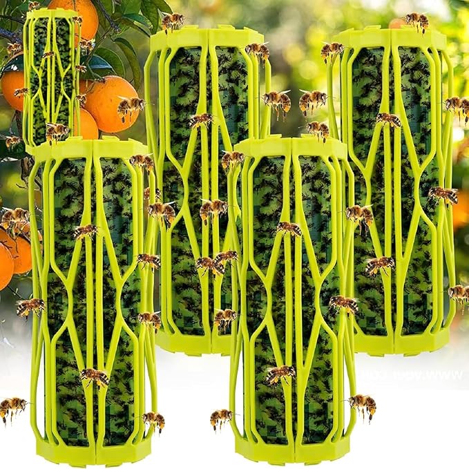 4 Pack Carpenter Bee Traps for Outside Wasp Trap Outdoor Hanging Wasp Fly Catcher Fly Trap Indoor Killer Hunter for Hornet Gnat Mosquito Flying Insect