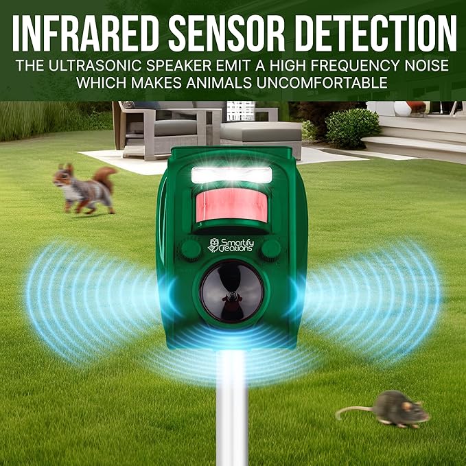 New 2025 Solar Deer Repellent Device Outdoor – Solar Animal Repeller for Outside – Rainproof Solar Rodent Repellent – Outdoor Animal Deterrent for Deers Cats Dogs Mice Birds