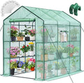 Greengro Greenhouse 57 x 85 x 76'' Greenhouses for Outdoors Portable Greenhouse Kit with Mesh Side Windows PE Cover 8 Shelves Heavy Duty Walk in Green House for Backyard Garden Indoor Outside