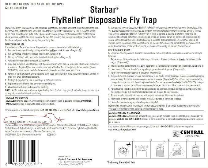 Starbar Farnam 100520213 Giant FlyRelief Disposable Fly Traps - Quantity 8