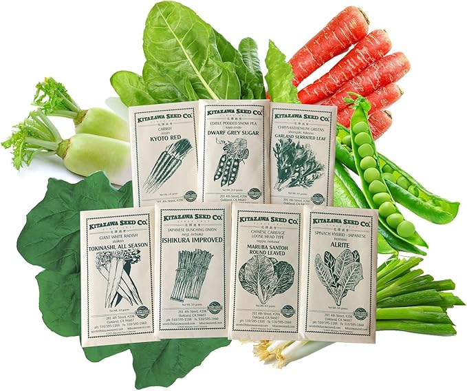 Shabu Shabu Garden Seed Assortment – 7 Asian Vegetable Varieties for Hot Pot Nabemono Sukiyaki – Non-GMO Heirloom &amp Hybrid Mix – Grow Fresh Ingredients at Home