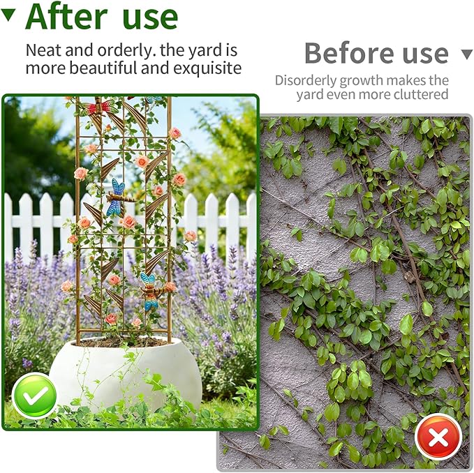4 Pack Metal Garden Trellis with Colorful Dragonfly Outdoor Decoration Arched Fence Trellis for Climbing Plants for Patio Backyard