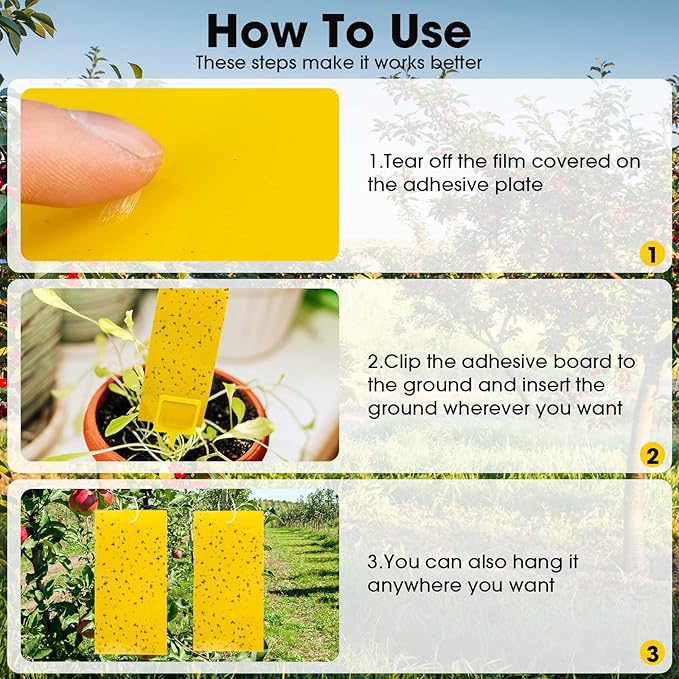 220 Pcs 7.9 x 4 Inch Sticky Traps for Plant Gnats Double Sided Sticky Traps with Twist Ties for Flying Killer Insect Indoor Outdoor Fungus Gnats Whiteflies Aphids (Yellow)