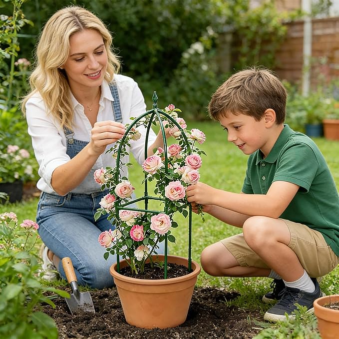 Garden TrellisAdjustable Height Metal Obelisk Holder - Metal Garden Trellis - for Balcony House Outside Wedding Vegetable Flower Fruit