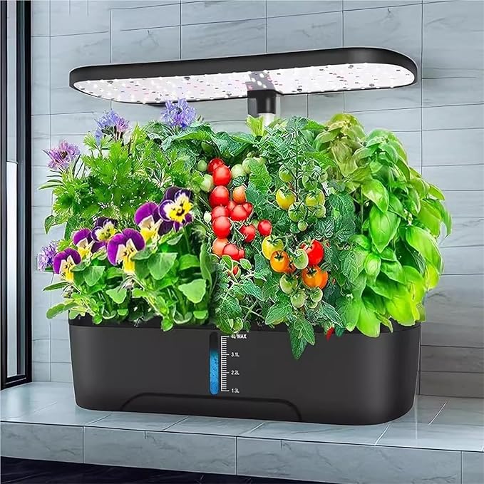 Hydroponics Growing Systems Kit Indoor Hydroponics Growing Systemsfor Herbs Fruits and Vegetables(Black)