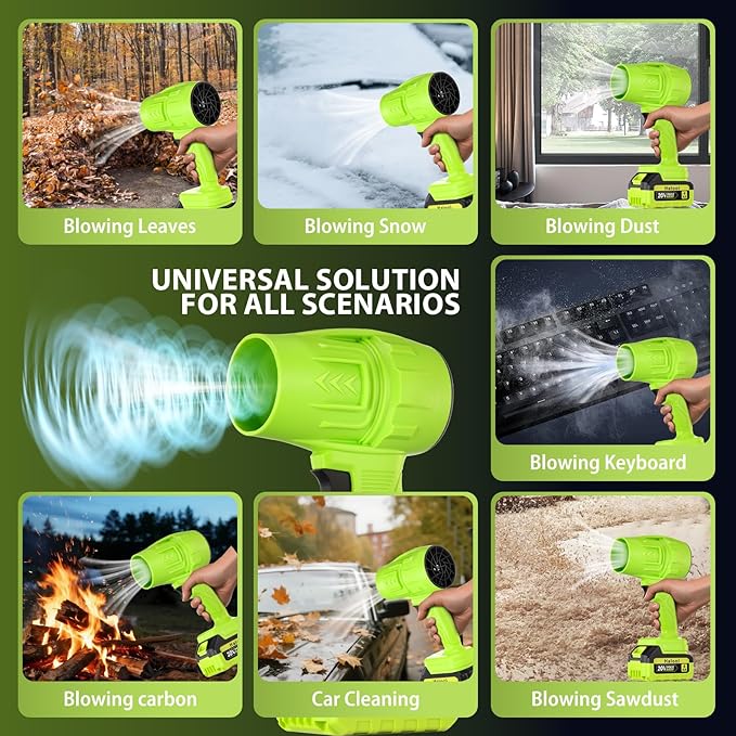 980000 RPM Cordless Leaf Blower - 21V Electric Handheld Leaf Blower with 2 * 4.0Ah Batteries &amp Fast Charger - Lightweight for Patio Lawn Yard Deck Cleaning