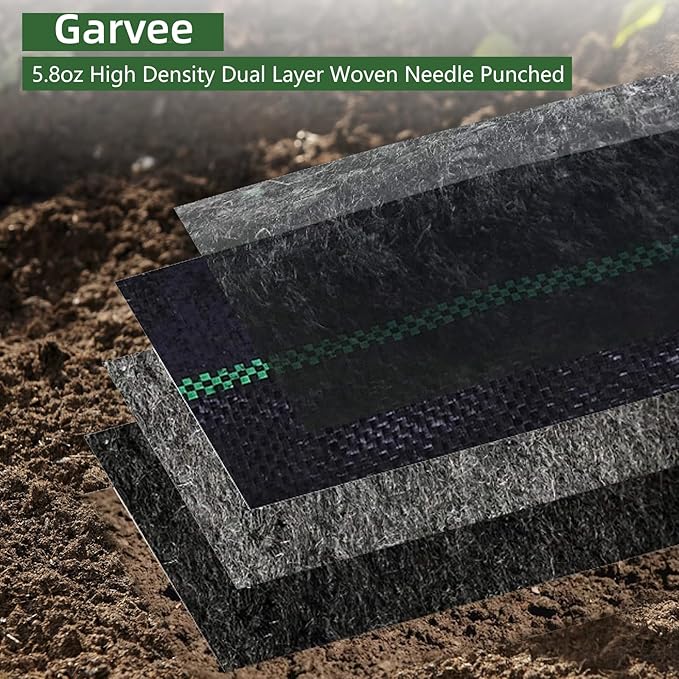 Garvee Woven Landscape Fabric 5.8 oz 4 x 100 ft Weed Fabric Barrier Double Layer Garden Fabric Weed Barrier Weed Control Fabric Ground Cover Gardening Mat for Garden Beds Landscaping