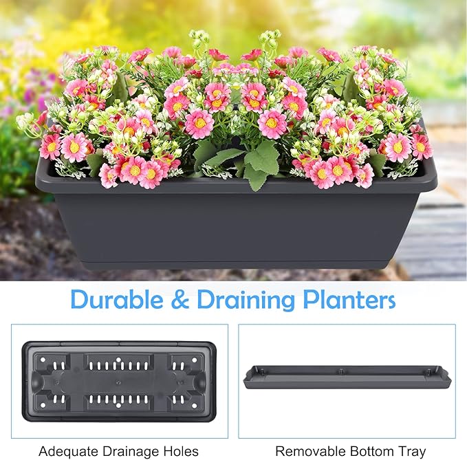 OYEAL Railing Planter Box 3 Tier Vertical Window Boxes Planter Raised Garden Bed
