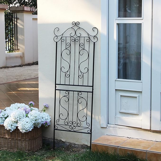1 Pack 59 H x 22 W Garden Trellis for Climbing Plants Outdoor Plant Climbing Rose Trellis Iron Trellis Ivy Cucumbers Decorative Metal Black