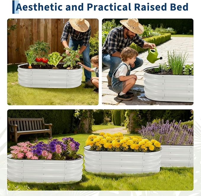 4X2x1Ft (2 Pack) Galvanized Raised Garden Bed-Open Base Metal Planter Box for Outdoor Vegetables Flowers &amp Herbs Steel Garden Raised Bed Kits