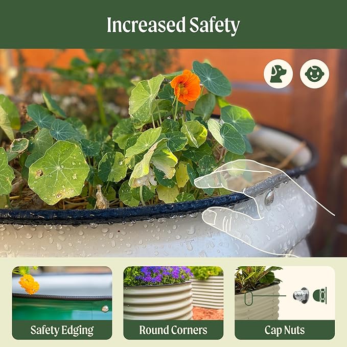 Vego garden 26 Extra Tall Raised Garden Bed Kits 10 in 1 Modular Raised Planter Box for Vegetables Flowers Fruits Oval Metal Raised Garden-Modern Gray