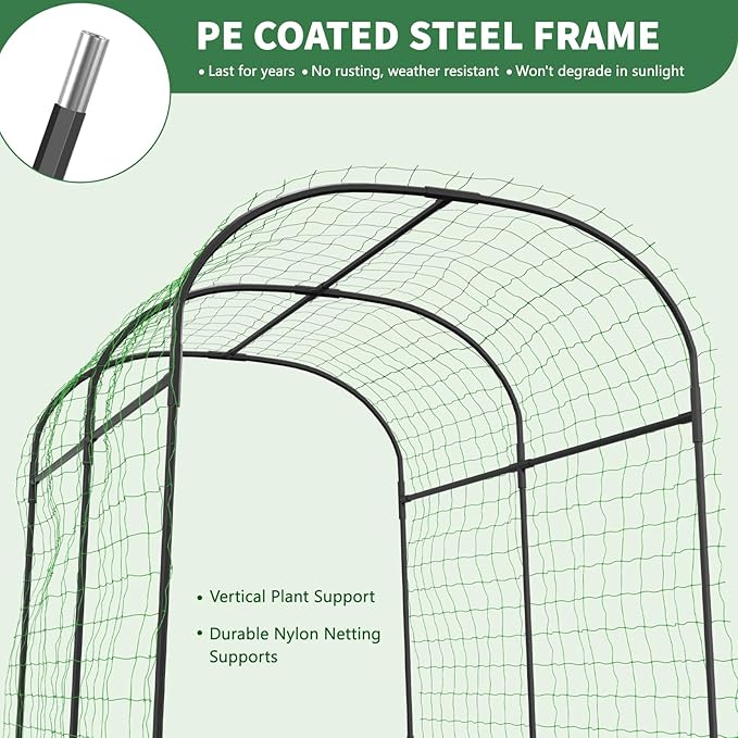 Tall Garden Arch Trellis for Climbing Plants 83in Tall Metal Plant Support Trellis Archway for Climbing Plant Vegetables Cucumber Outdoor Yard Lawn Garden Arch Tunnel Trellis