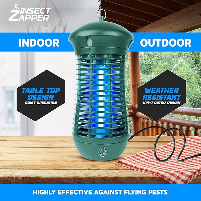 Livin’ Well Green Bug Zapper Indoor Outdoor - 4000V High Powered Electric Mosquito Zapper Home Patio 1500 Sq Ft Range Fly Trap18W UVA Bulb Mosquito Killer Lamp Insect Bug Light
