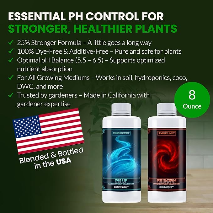 Humboldts Secret pH Up and pH Down Control Kit | Liquid Nutrient Solution Balancer for Plants | for Soil Hydroponic Coco and DWC Systems | Supports Nutrient Absorption and Growth | 8 Ounce