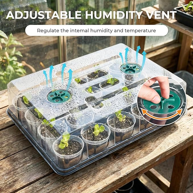 homenote 3 Inch Seed Starting Trays with Humidity Domes for Plants 4 Pack 20-Cell Seedling Starter Trays Plant Starter Germination Trays for Pots Seedlings for Indoor Outdoor Fits 3 Nursery Pots