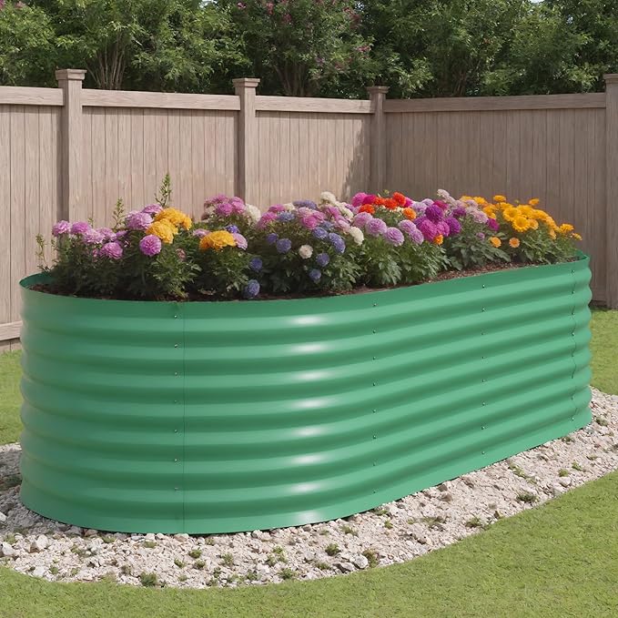 Galvanized Raised Garden Bed – 8x4x2 ft Metal Planter Box for Vegetables &amp Flowers Rust-Resistant Outdoor Gardening Easy Assembly Garden Box (Green)