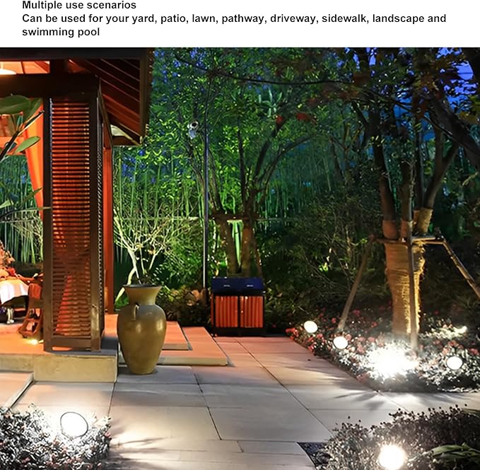 Solar Spot Lights Outdoor Water Proof LED Landscape Spotlights for Outside Garden Yard Landscape Pathway Pond Decoration (White Light)