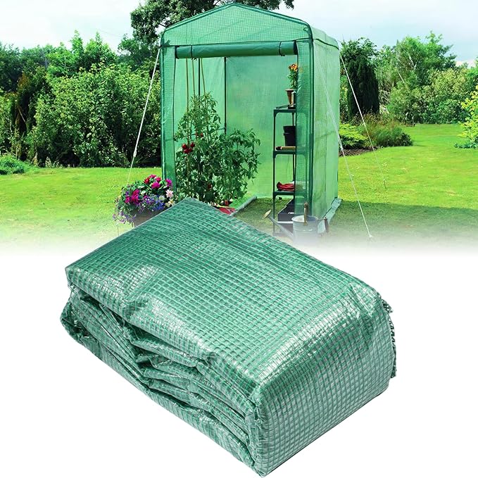yeesport 56x56x76Inch PE Cover for Walk-in Greenhouse with Roll-Up Zip Panel Door PE Replacement Cover for Gardening and Growing Plants Outdoors with Front Roll-Up Zipper Entry Door