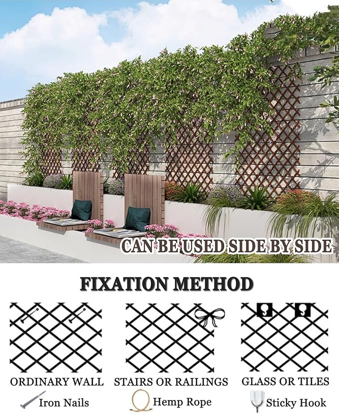 LTSRLL Garden Trellis Expandable Plant Climbing Support Decorative Fence Lattices 30x190cm 50x190cm 50x190cm 60x185cm 70x275cm 85x275cm 107x250cm Privacy Hedge Screen(H151)