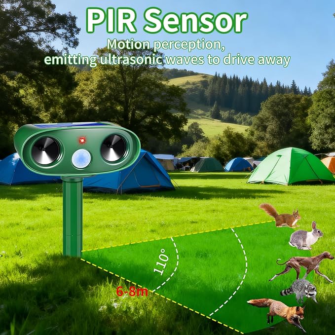 2026 Ultrasonic Solar Animal Repellent Outdoor Motion Activated Cat Repellent Outdoor Waterproof for Yard &amp Garden Effective Rabbit Deer Raccoon Squirrel Coyote Deterrent Device 4 Pack