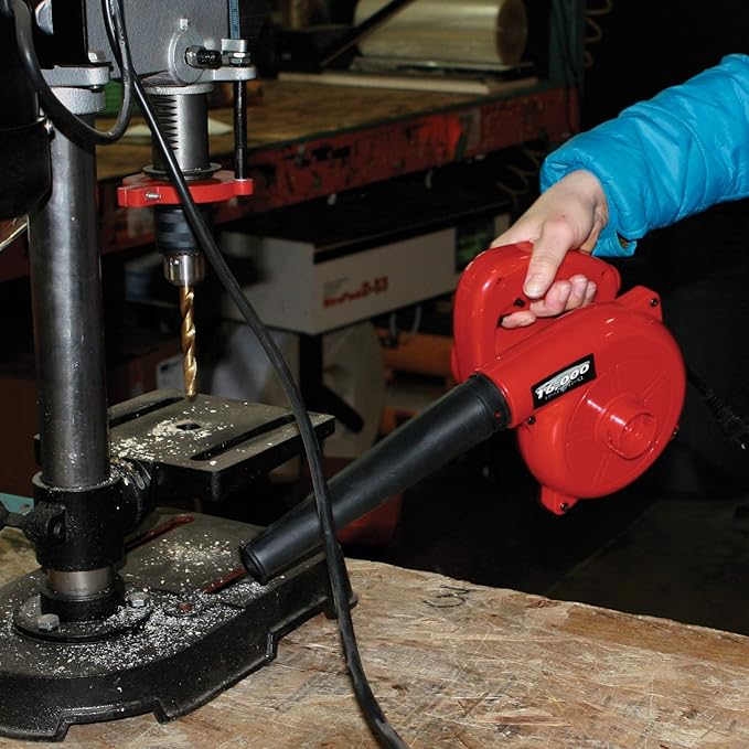 Performance Tool W50063 600W Garage/Shop Handheld Blower - Compact 75+ mph air Flow 16000 max RPM - Large Handle with Lockable Trigger - Includes Vaccum Bag