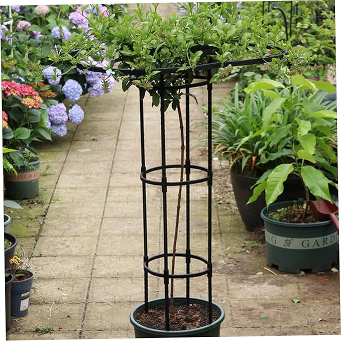 Garden Obelisk 47 Inch Stackable Plant Trellis with Umbrella Design Metal Flower Trellis Plant Support for Outdoor Potted Vines Roses and Vegetables