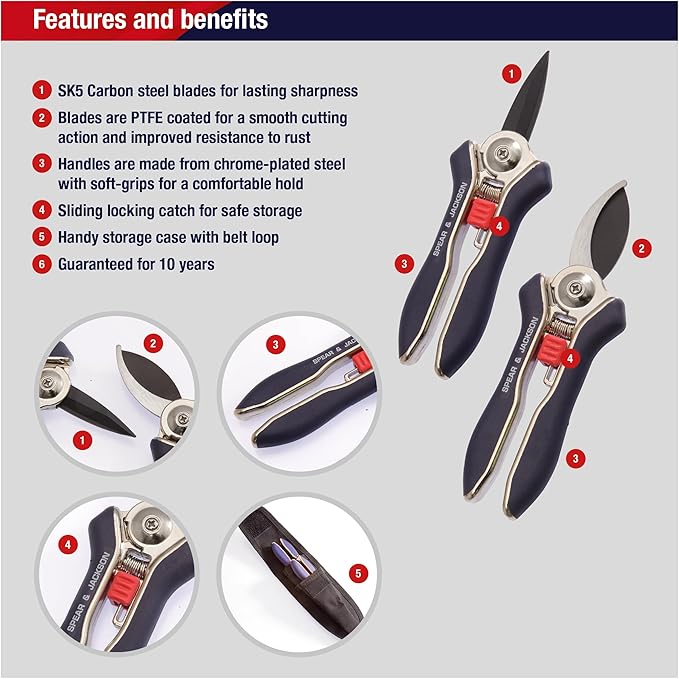 Spear &amp Jackson Razorsharp Mini Pruner Set for Small Garden Tasks and Bonsai Care 2 Piece Precision Compact Lightweight Ergonomic Pruning Shears