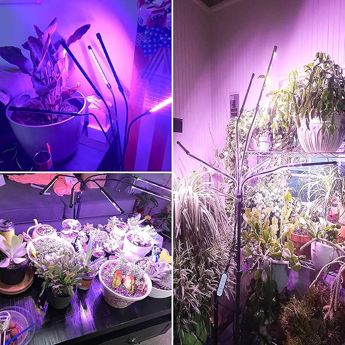 Wolezek Grow Lights for Indoor Plants 100 LEDs Full Spectrum Plant Lights for Indoor Growing with Adjustable Stand 5-Heads Grow Lamp with Auto 6/12/16H Timer 3 Light Modes 5 Levels Dimmable