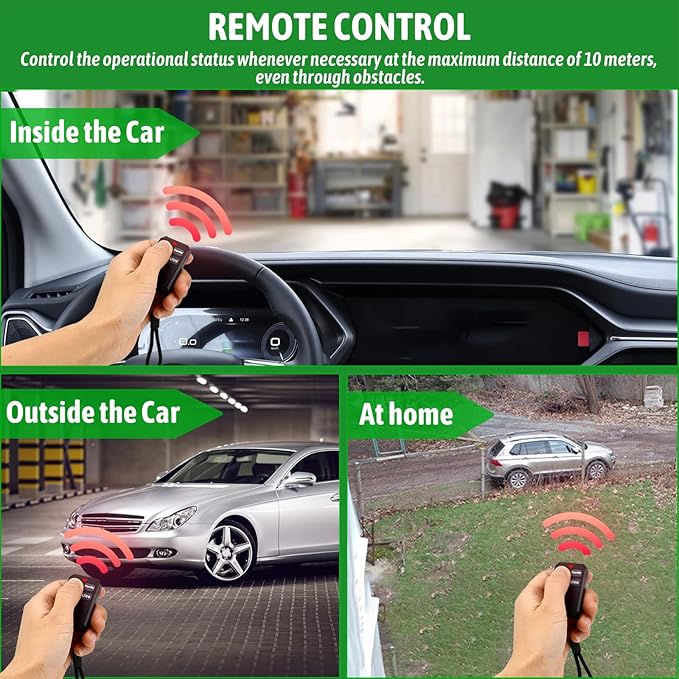 Ultrasonic Rodent Repellent for Car Engines 12V 24V Wired Ultrasonic Mouse and Rat Deterrent with LED Strobe Lights and Remote Control – Under Hood Animal Repeller for Cars Trucks RVs Vehicles