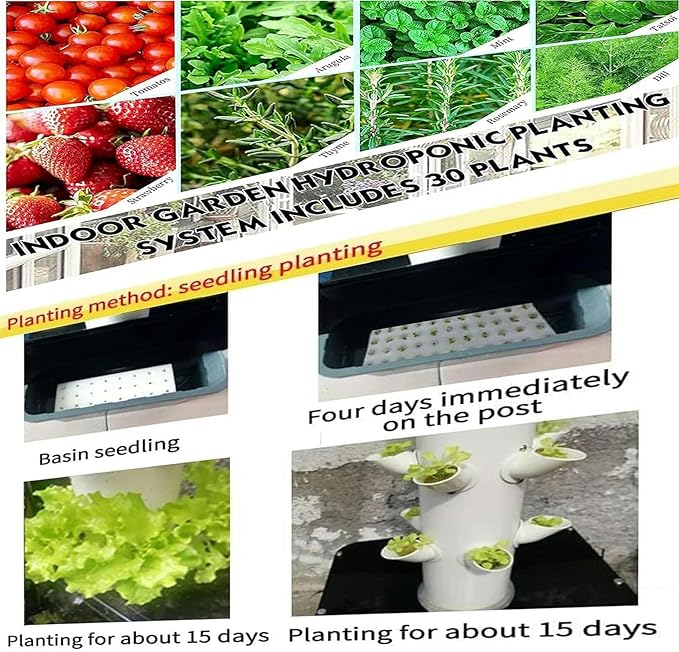AMNOOL Garden hydroponic Planting System Vertical Tower Vegetable Plant Tower Gift for Gardening Lovers 15 Layers 45 Holes