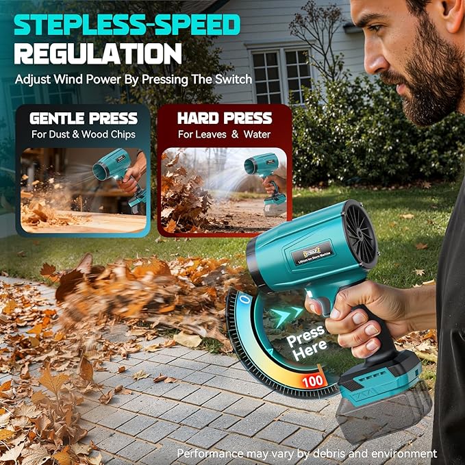 800000RPM Cordless Leaf Blower Compatible with Makita 18V (Tool Only) Brushless Motor Adjustable Speed Lightweight Portable Electric Blower for Car Patio Garden (Without Battery)