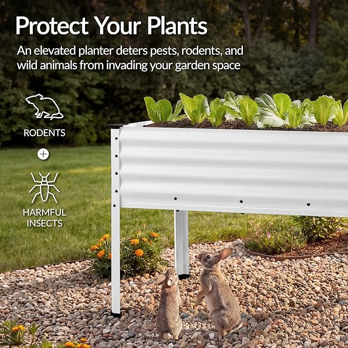Best Choice Products 48x24x30in Galvanized Raised Garden Bed Metal Elevated Planter Box Vegetable Garden for Backyard Patio Balcony - White