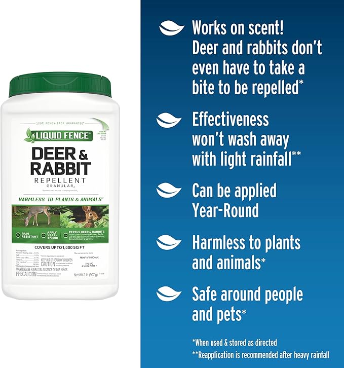 Liquid Fence Deer And Rabbit Repellent Granular 2 Pounds Apply Year-Round 2 Pack