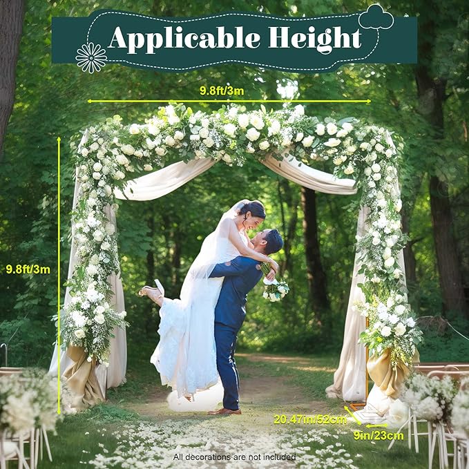 AOWUAEG 10 X 10 Feet Wedding Arches for CeremonyEasy Assembly Square Garden Trellis Arch Metal with Basesfor Weddings Quinceaneras Anniversary Party Birthday Photo Booth Background Decoration(Gold)