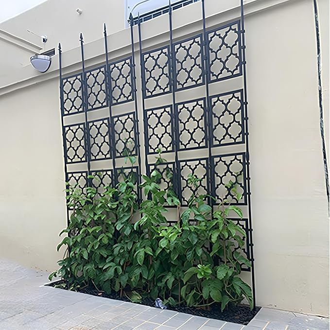 LTSRLL Decorative Fence - 1.5m/4.9ft 1.9m/6.2ft 2.30m/7.5ft 2.7m/8.8ft Tall Garden Trellis - Vegetables/Flower Pot Stake for Climbing Plants Support(Black85cmx270cm)