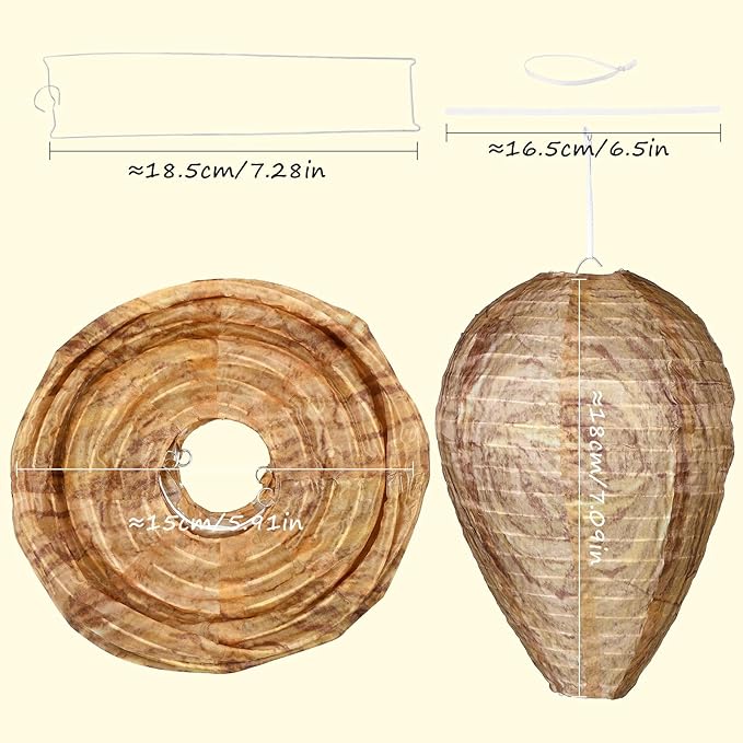 Qualirey 12 Pcs Mini Wasp Nest Decoy 6x7 Inch Waterproof Material Hanging Fake Wasp Hornet Nests Decoys for Bees Yellow Jackets Garden Yard Outdoors Hanging (Orange)